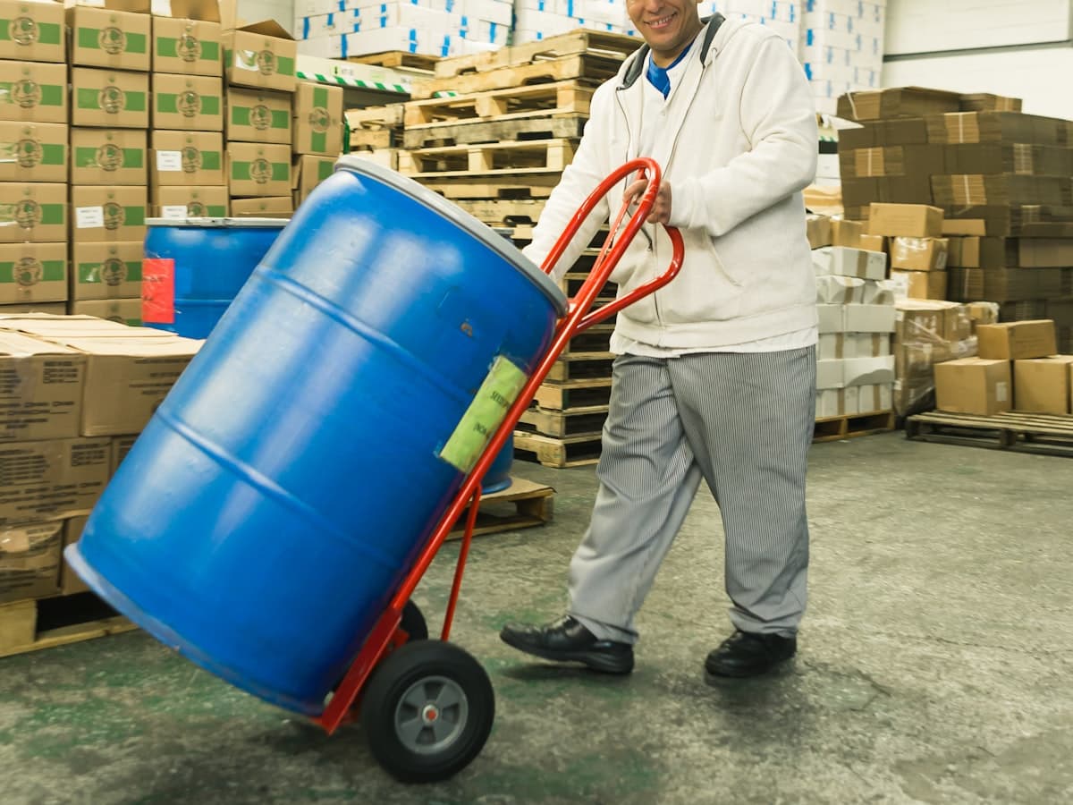Lubricant shipments being prepared for export at a distribution warehouse